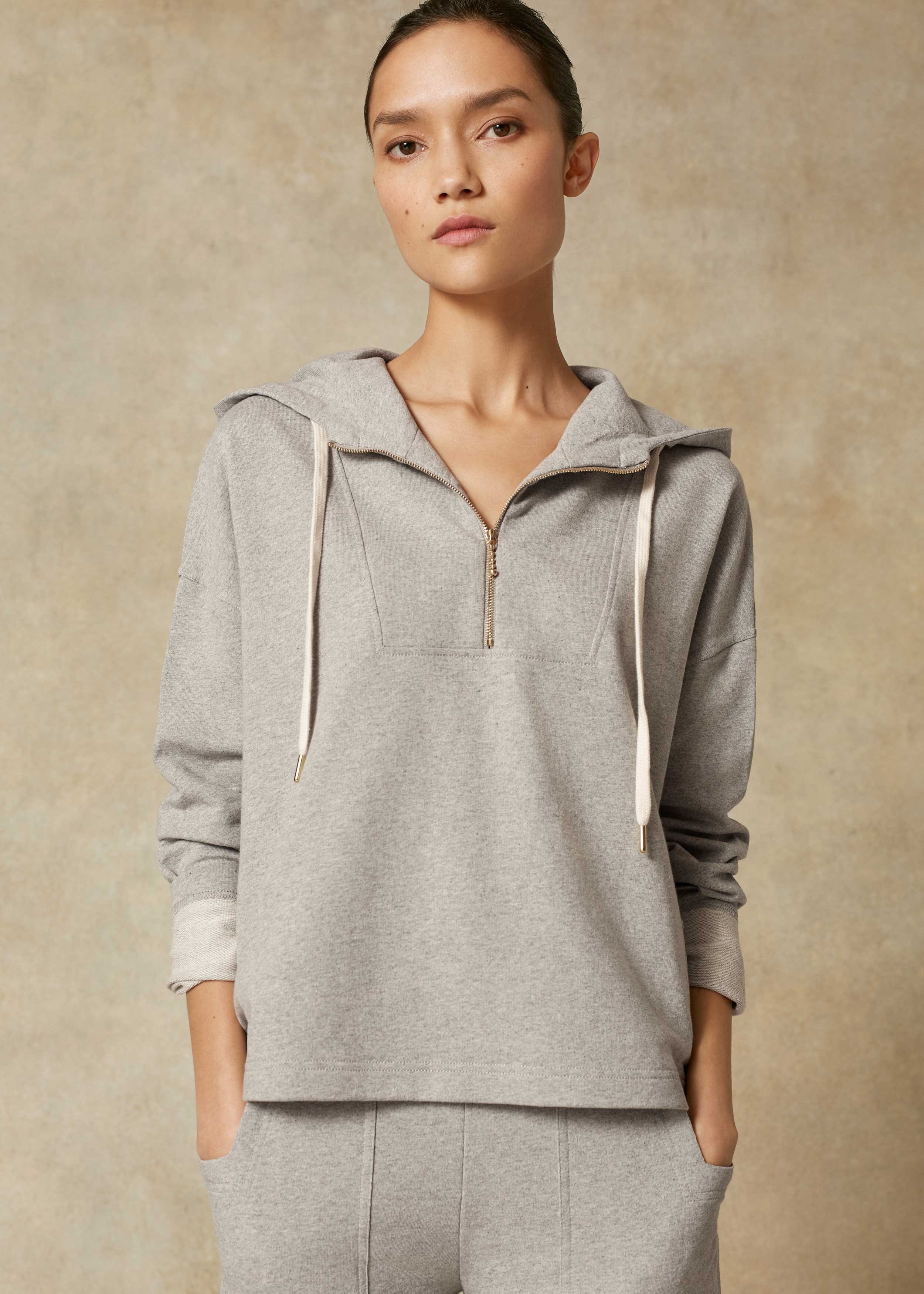 Marl Jersey Box Hoody Silver Grey Marl