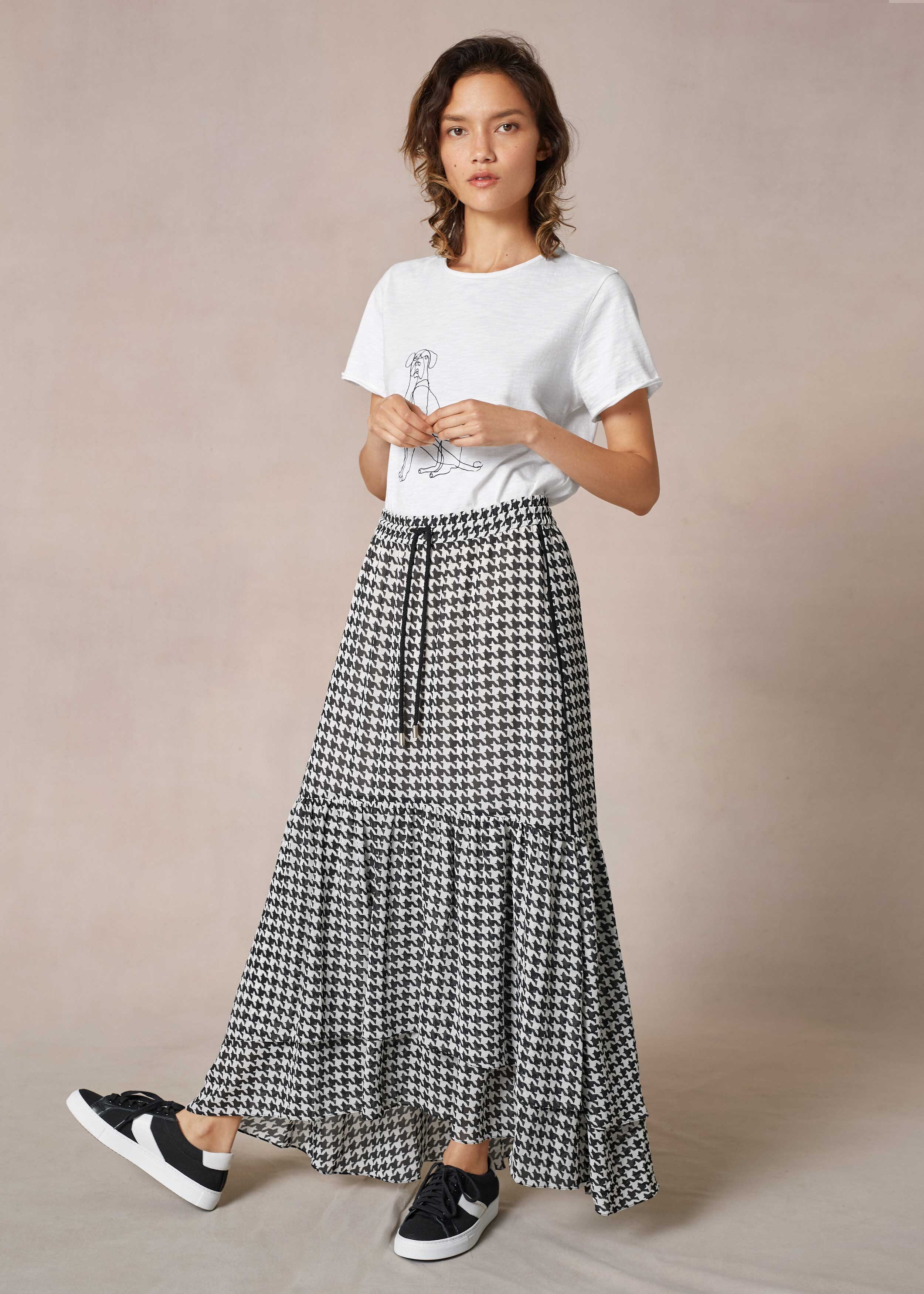 tiered maxi skirt white