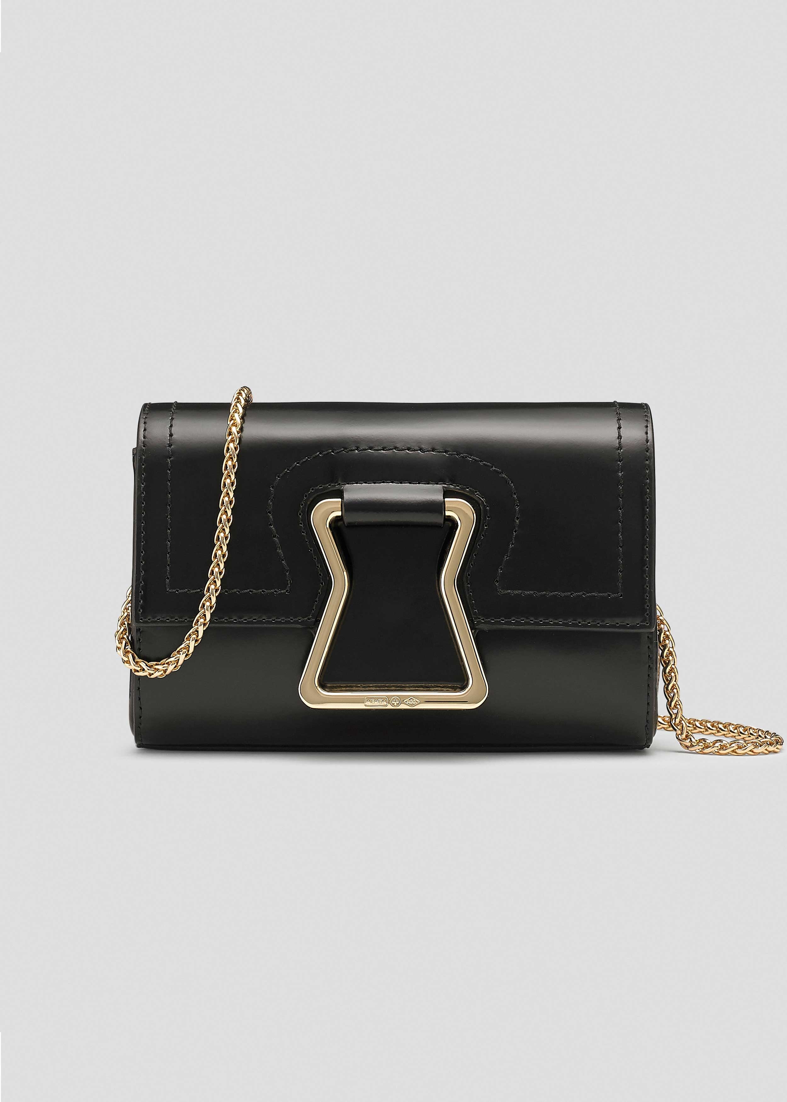 Grace Shiny Leather Mini Bag Black