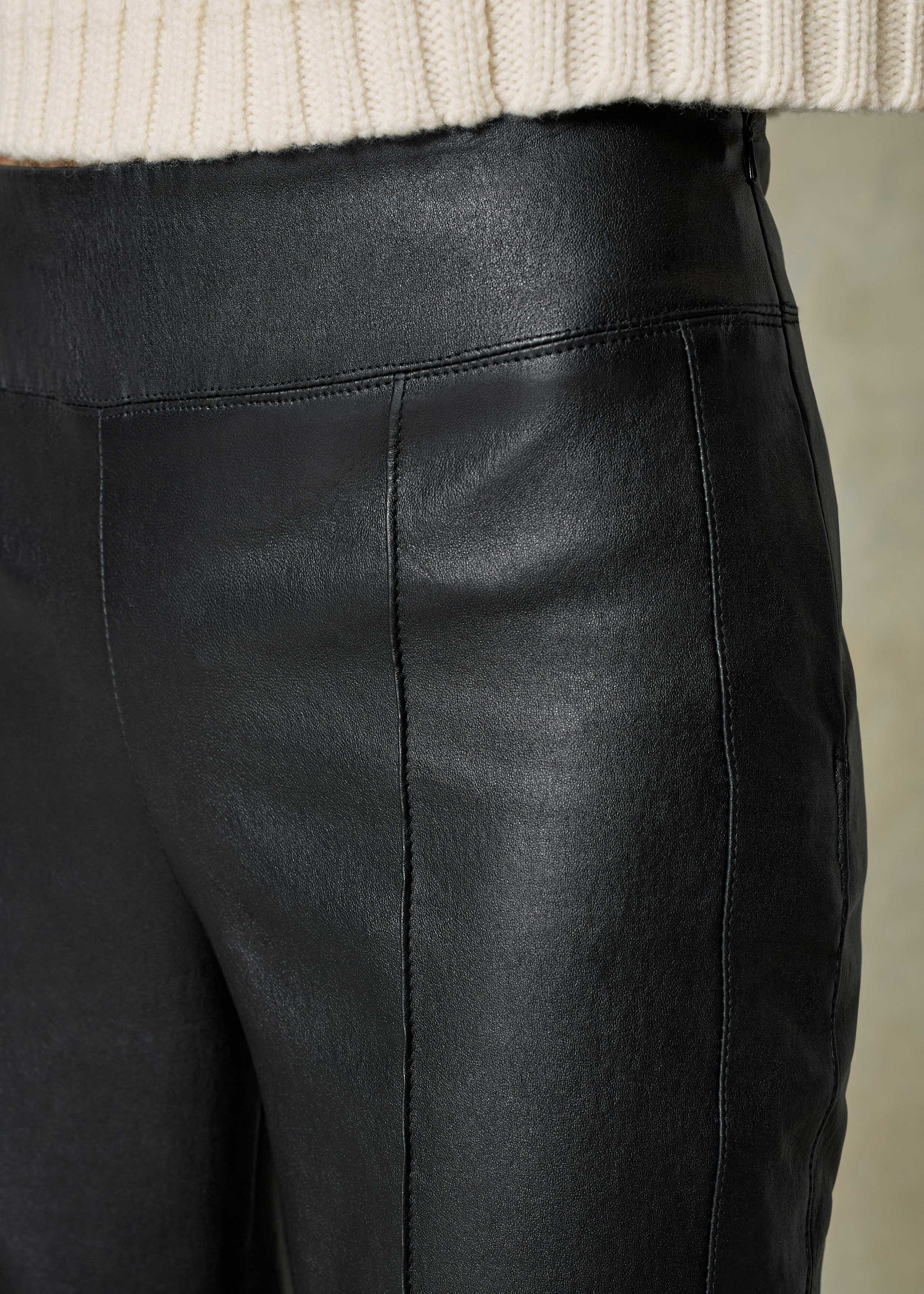 Luxe Leather Kick Flare Trouser Black