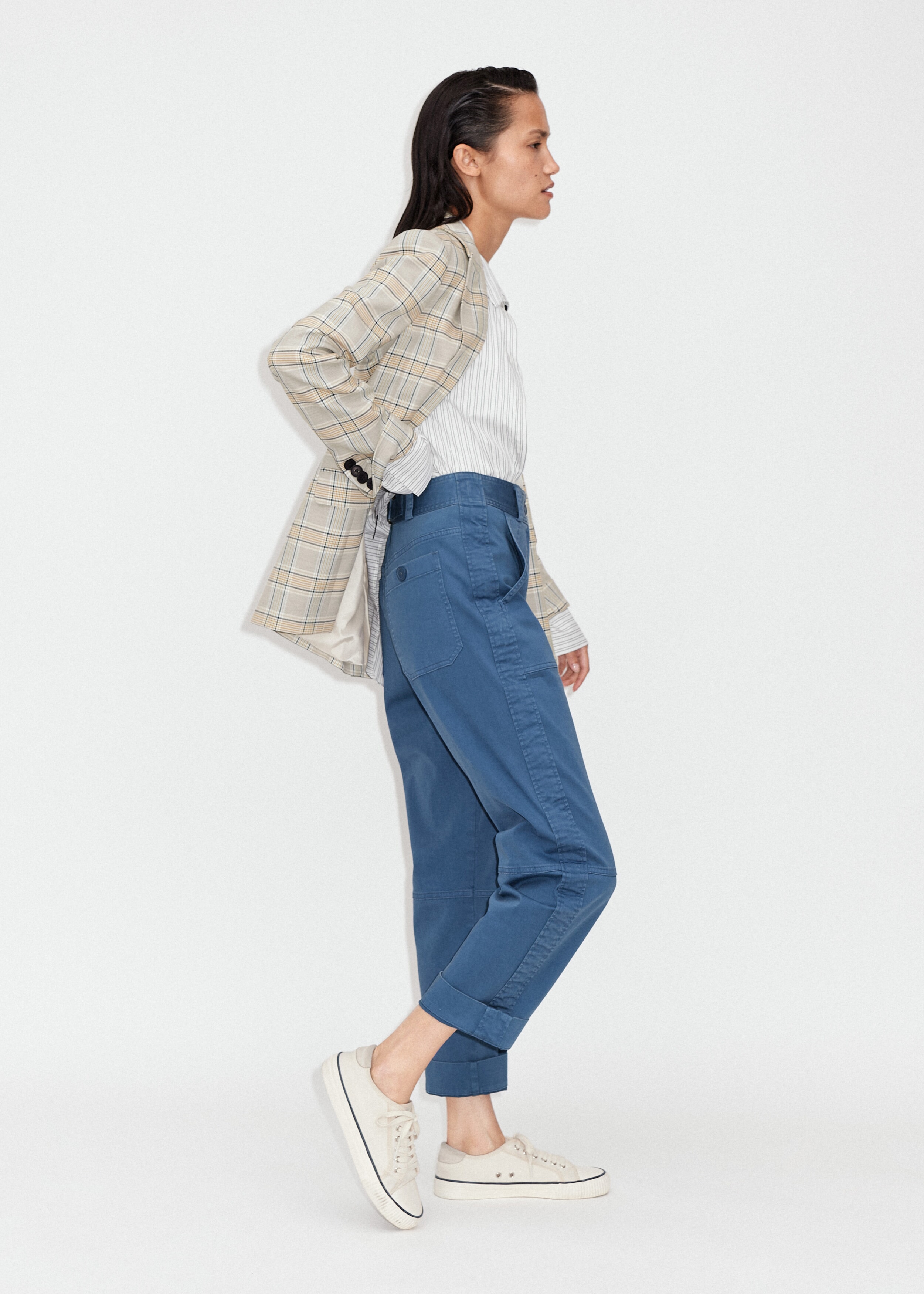 Washed Back Casual Cargo Trouser Sky Blue