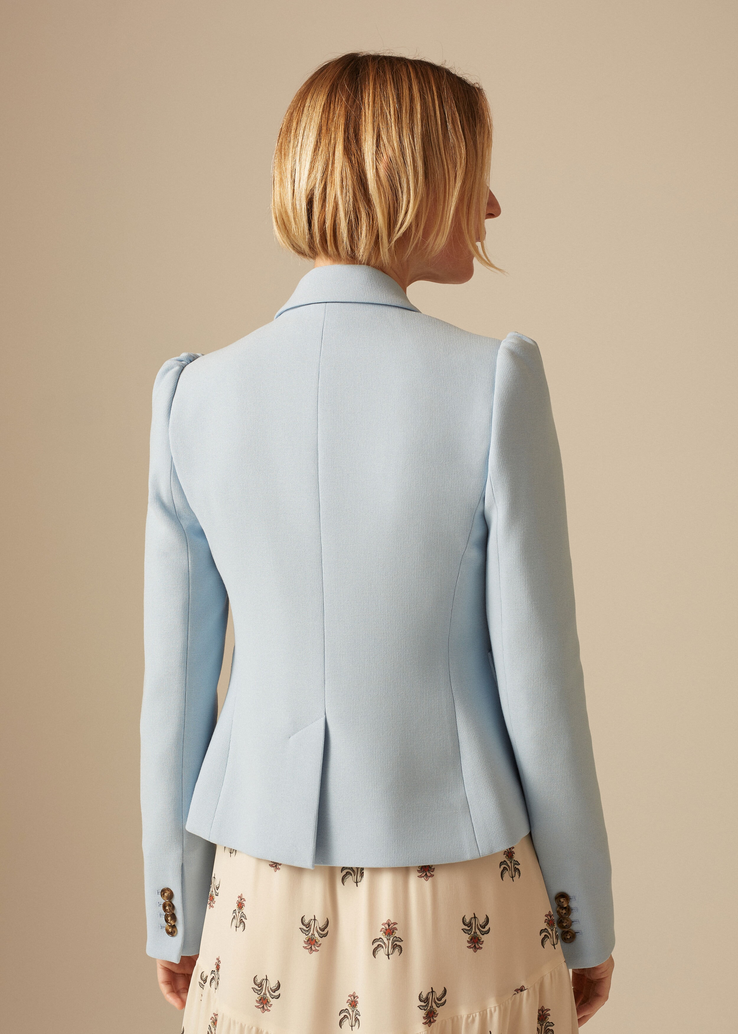 Spring Tailoring Pouf Sleeve Jacket Fresh Morning Blue