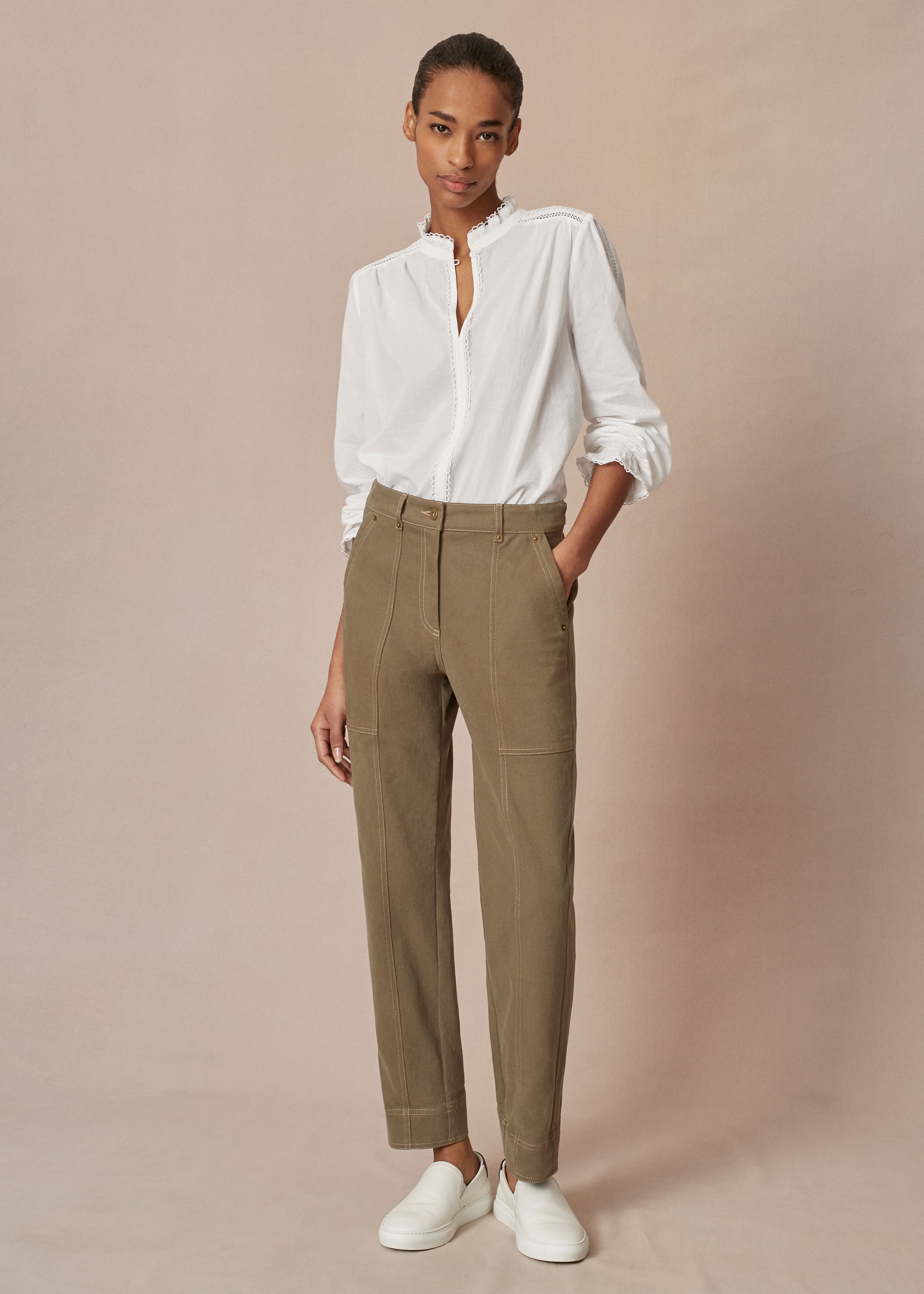 Heavy Cotton Slim Turn-Up Trouser Nutmeg