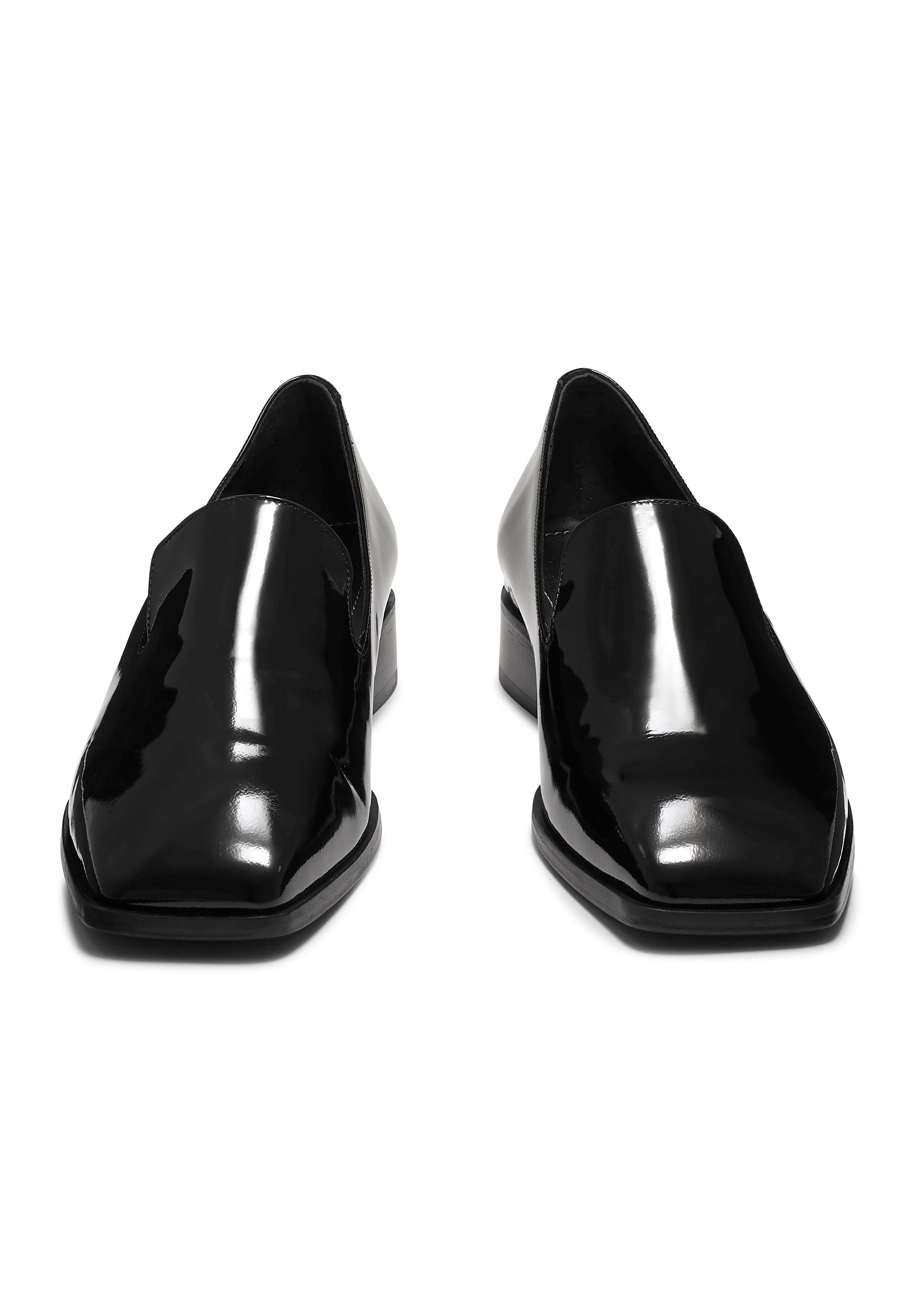 black patent croc loafers