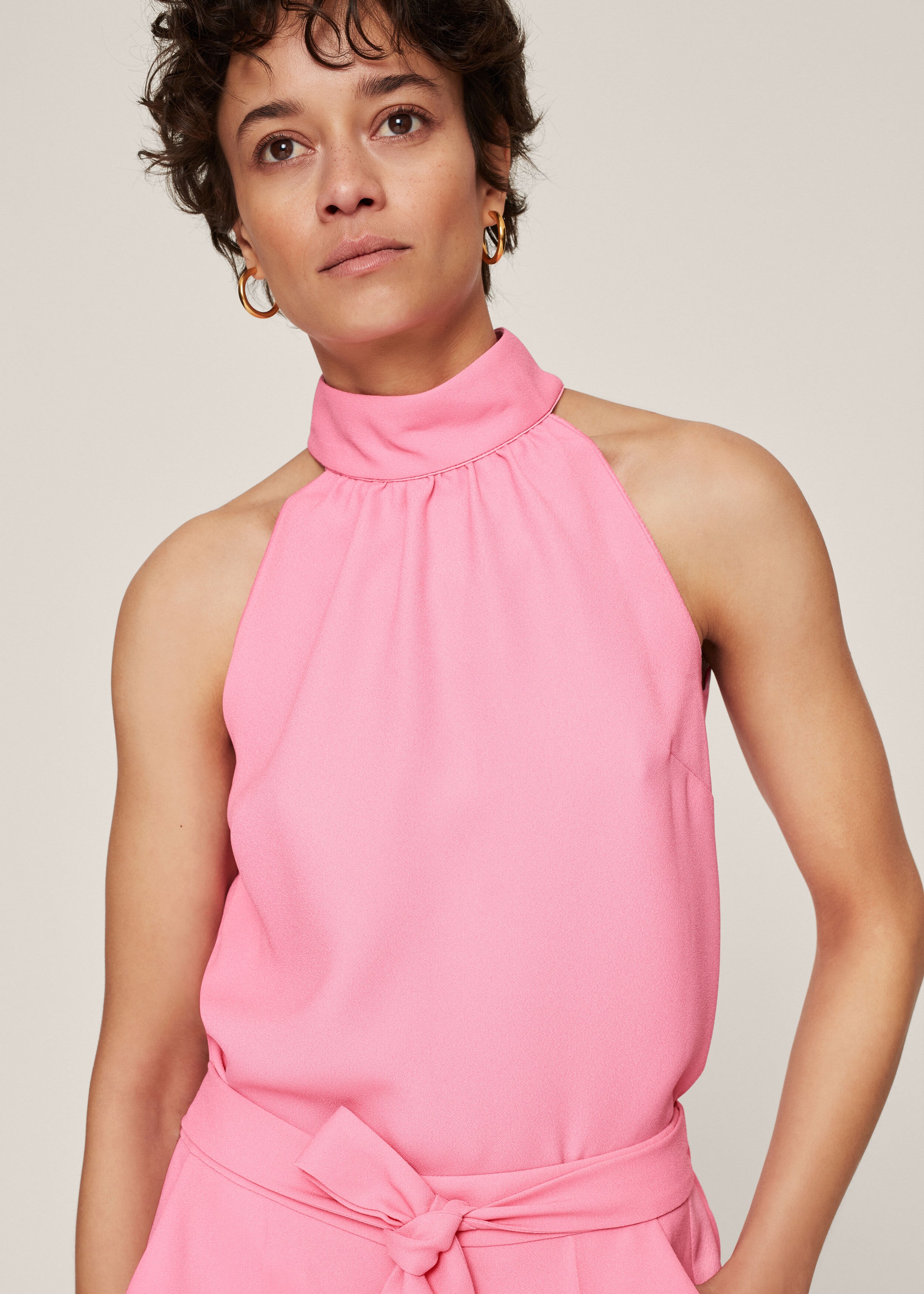 pink halterneck top