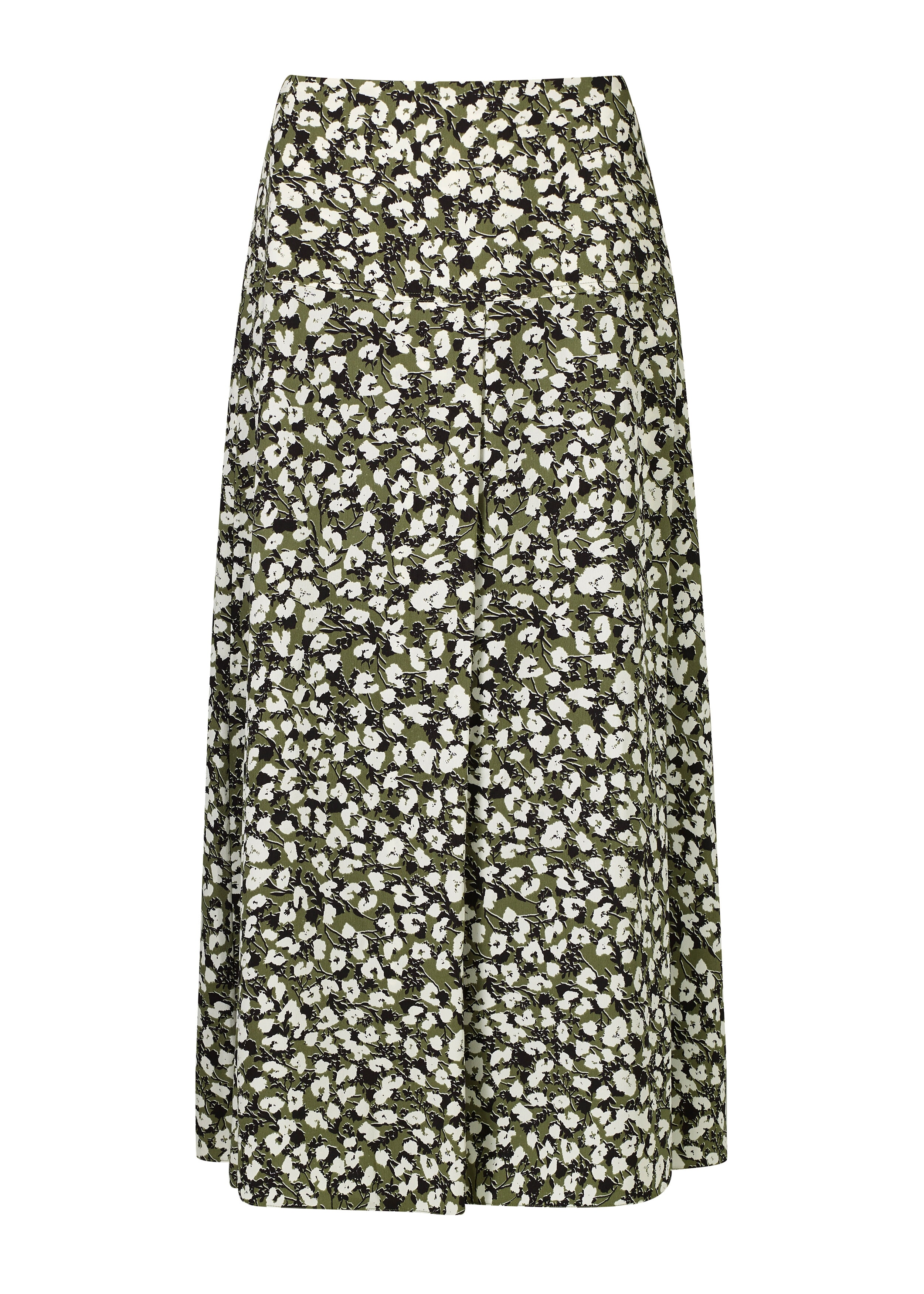 Animal Print Deep Pleat Skirt Khaki/Black/Chalk