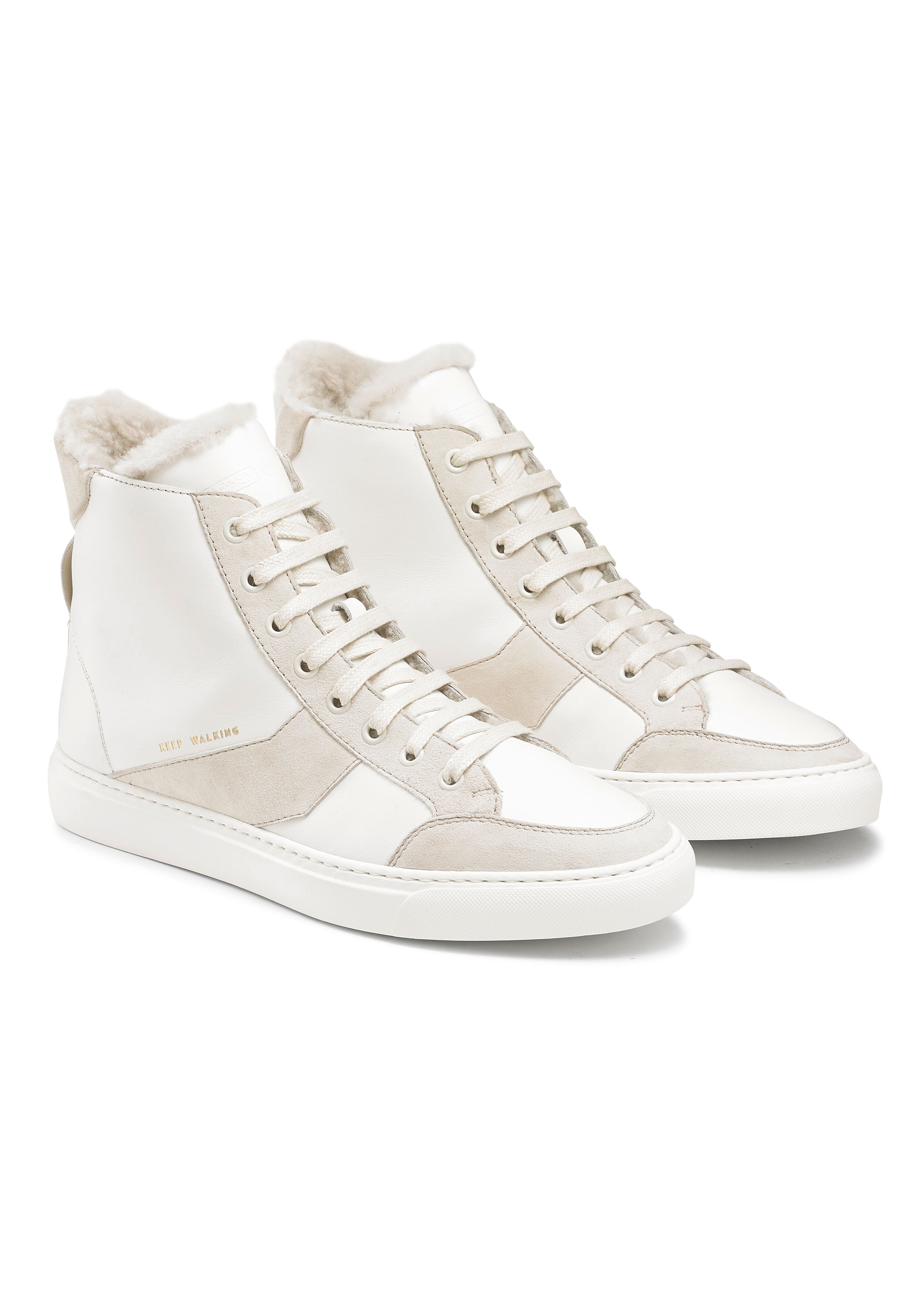 Winter Shearling-Lined Leather High Top Trainer Pale Neutral