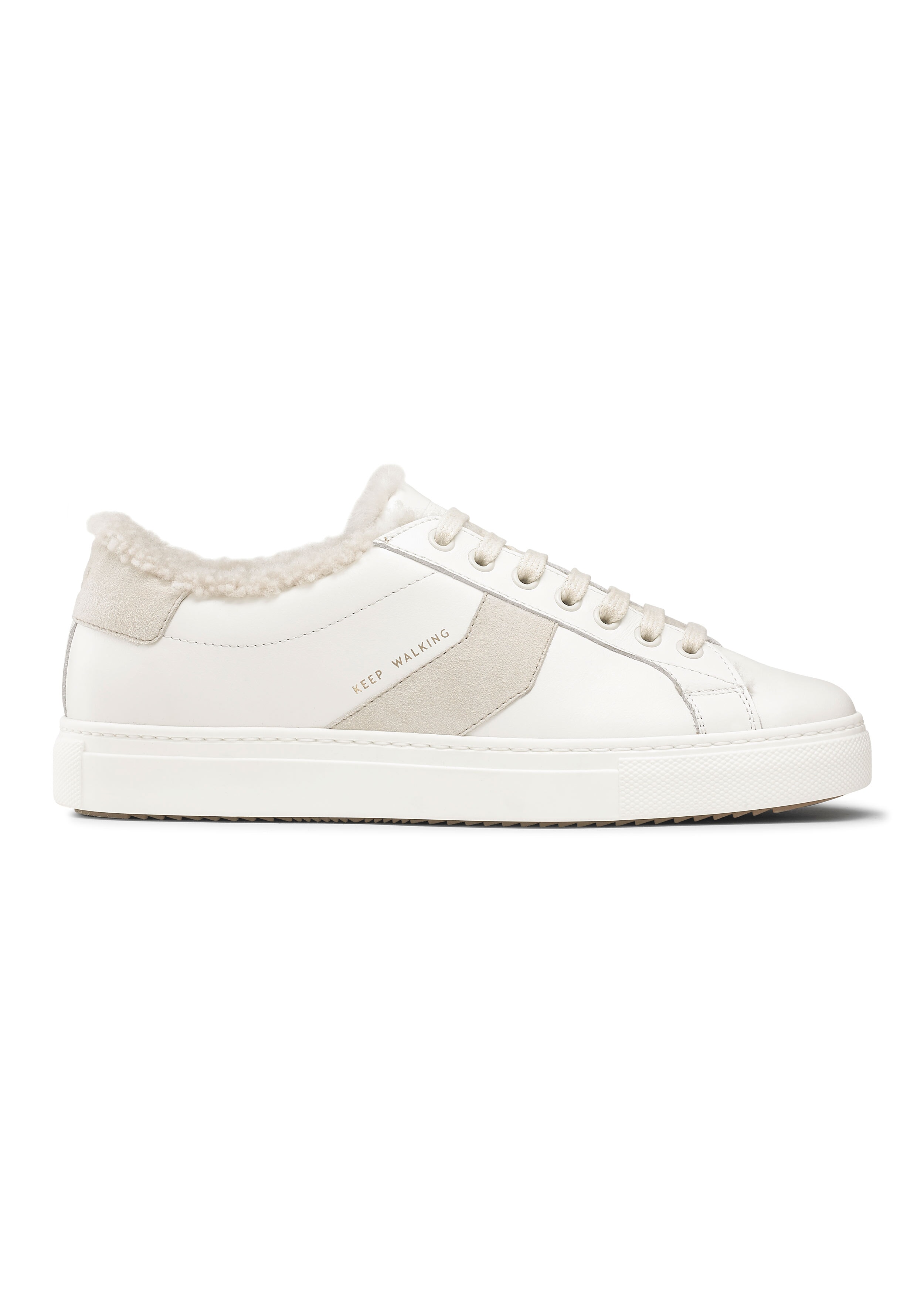 Winter Shearling-Lined Leather Trainer Pale Neutral