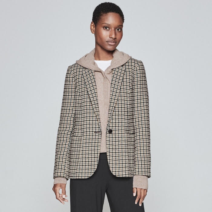 houndstooth long blazer